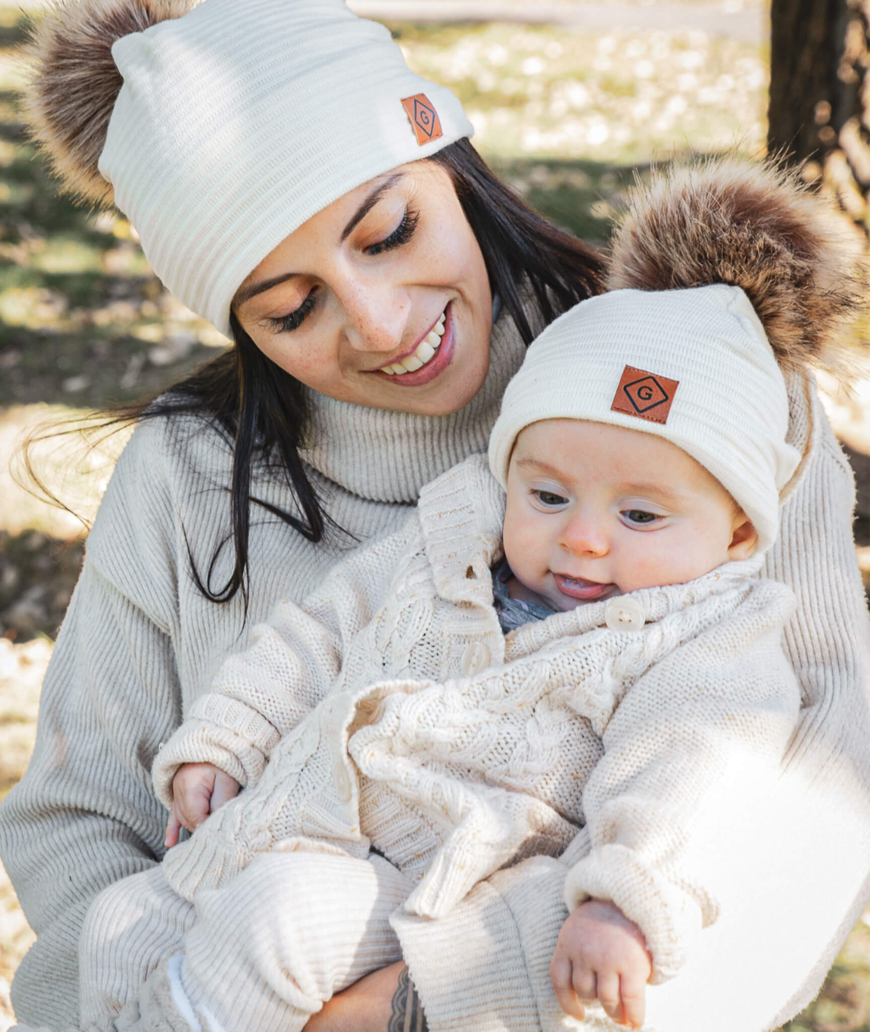 Mommy and baby beanies set | Lined fabric